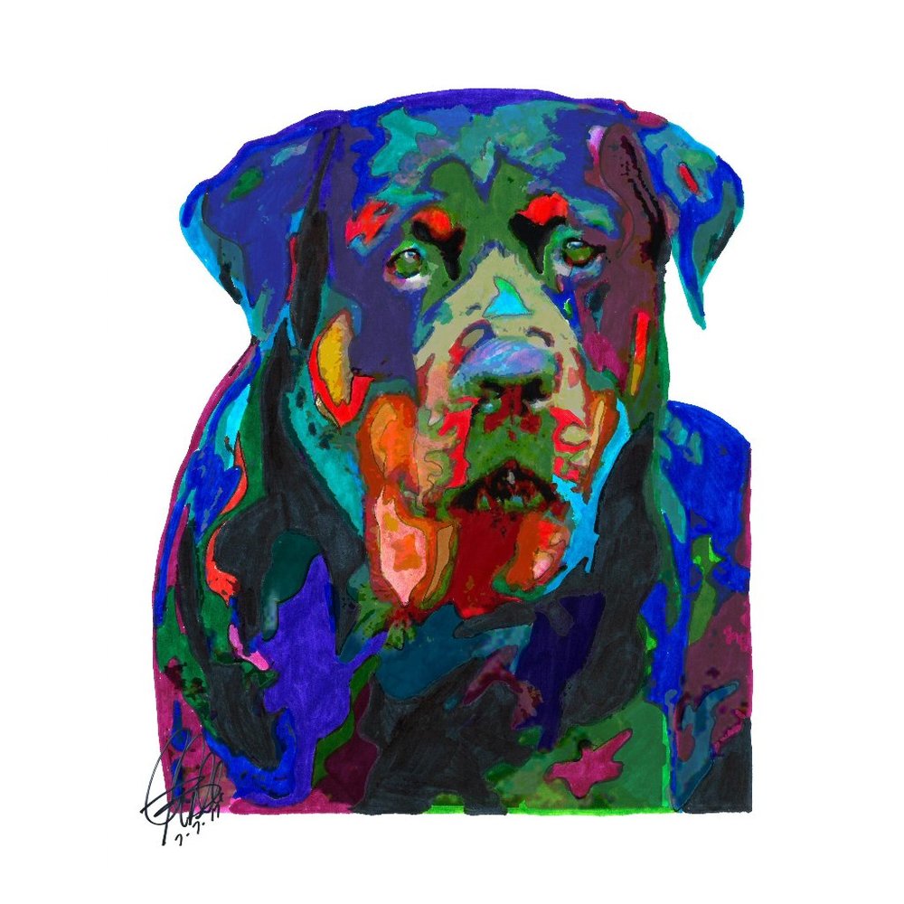 Rottweiler Pet Guard Dog Print Poster Wall Art 18x24